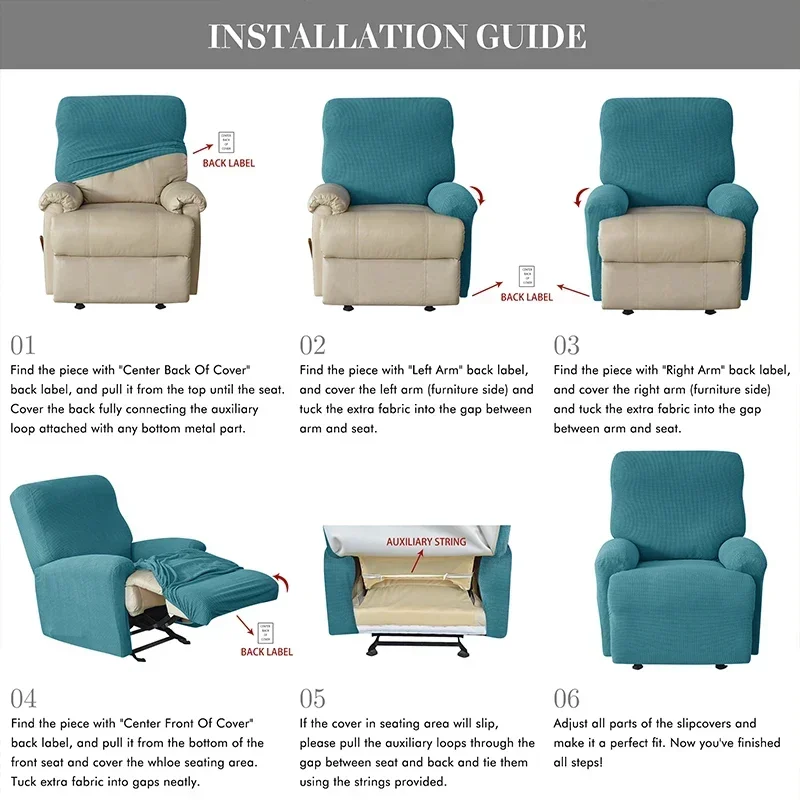 Polar Fleece Recliner Cover Split  All-inclusive  Chair Cover Relax Lounger Single Couch Sofa Slipcovers Armchair Covers 6