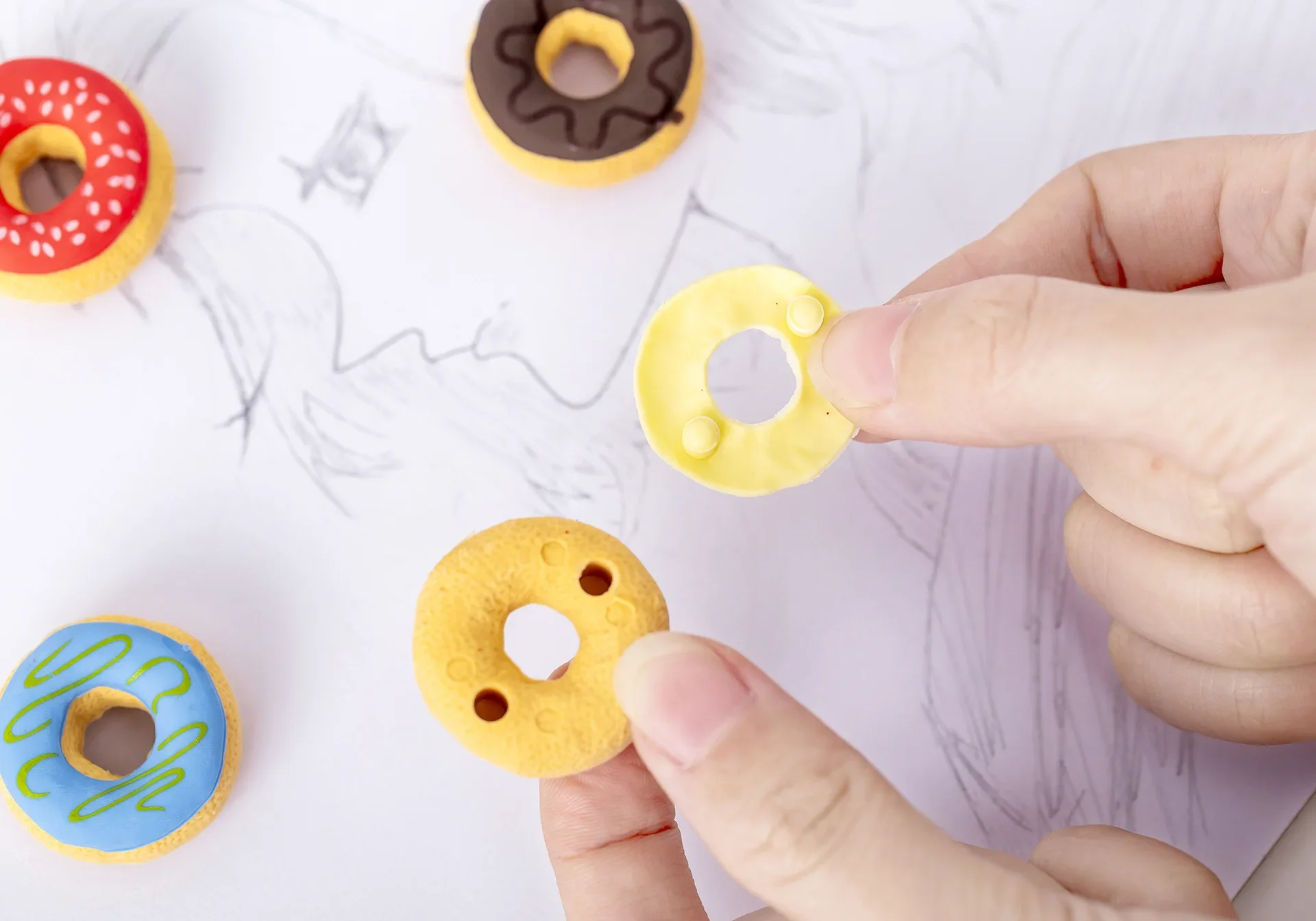 Candy Donuts Eraser Set 6 Pcs/Lot Students Eraser Stationery Supplies pencil eraser,biscuit eraser,kneadable eraser,retractable eraser