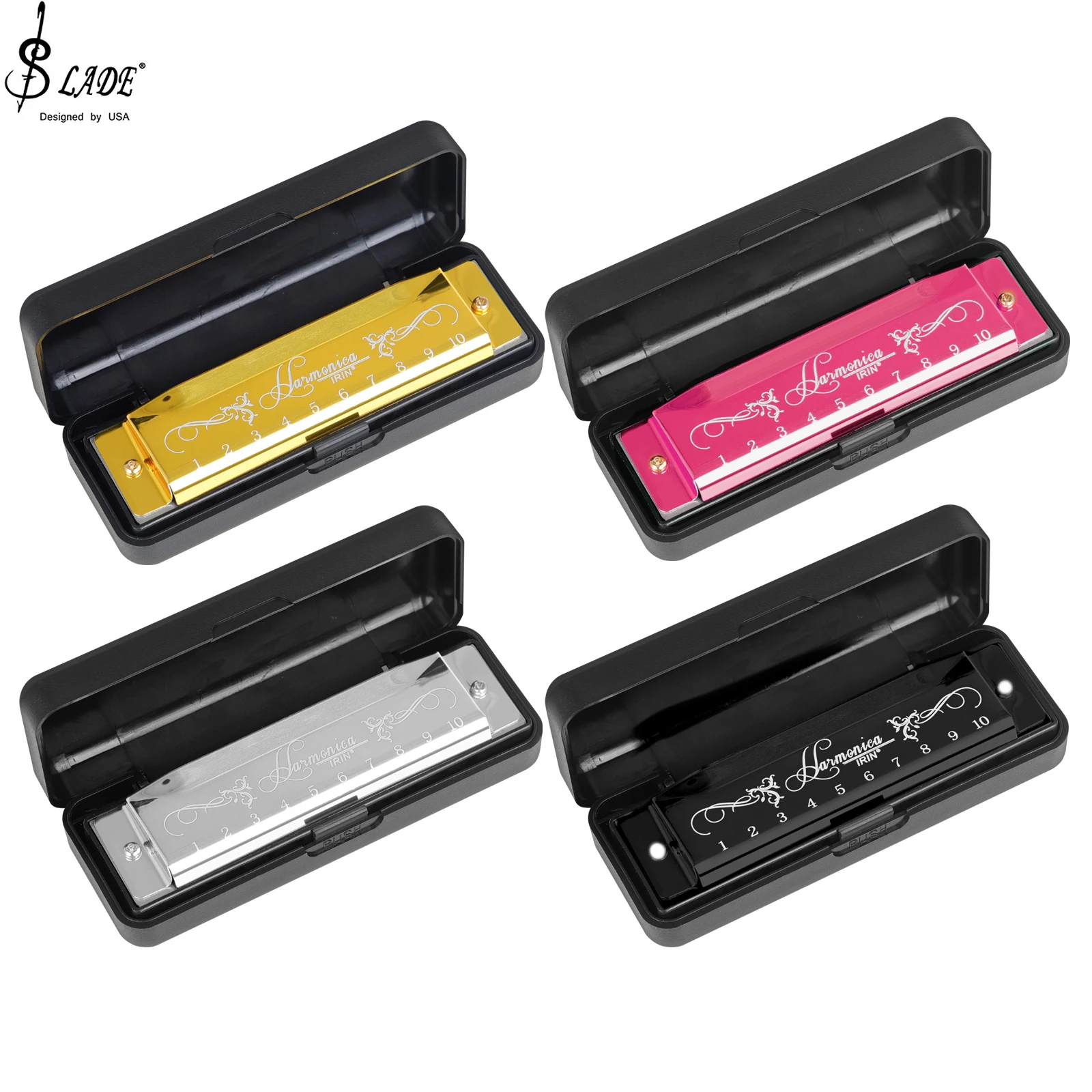 Chromatic Harmonica 10 Hole 20 Tone Harmonica Color C Tone Harmonicas with Case for Beginners Hohner