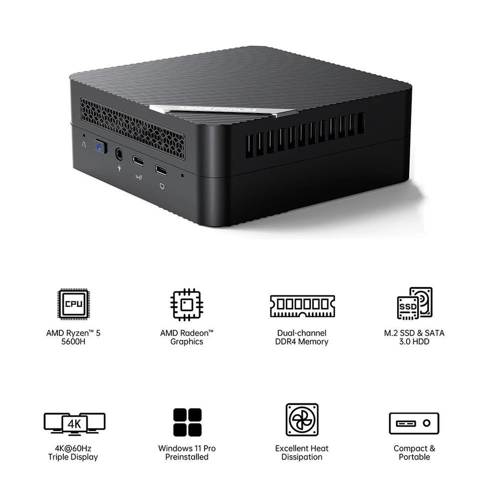 美品】MINISFORUM UM560XT/Ryzen 5 5600H（MINISFORUM UM560 XT Mini 