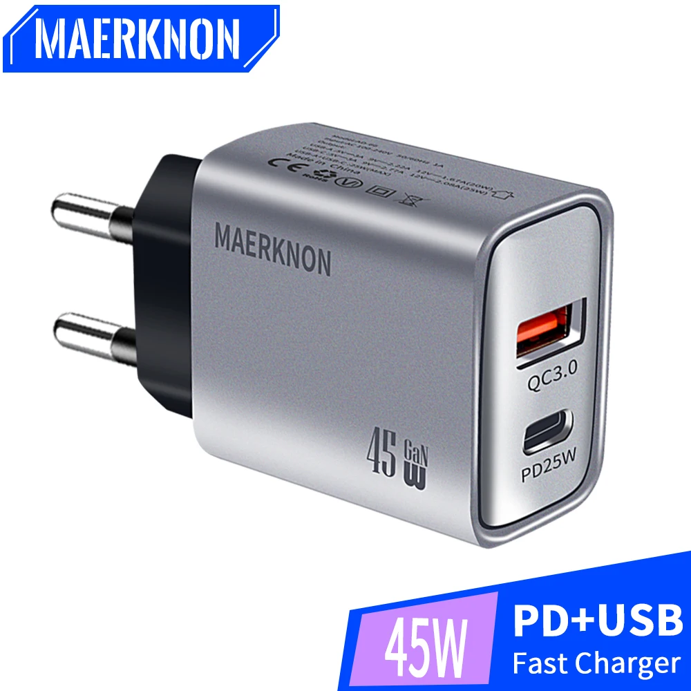45W Gan Usb Tipo C Caricabatterie Rapido Pd Caricabatterie Rapido 3.0 Adattatore Per Caricabatterie Da Parete Per Iphone 15 Xiaomi Samsung Huawei Phon