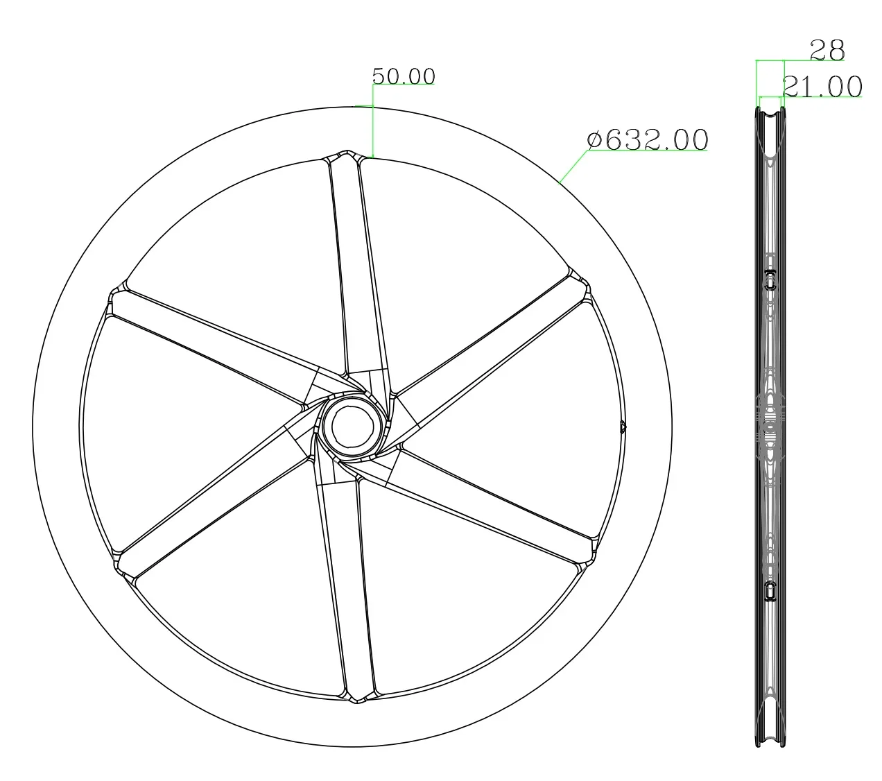 Description Picture 2 of item700C Width 28mm Carbon Disc Road Bike 6 Spokes Clincher Wheel 50mm Gravel Disc Brake Bike Wheelset Front 12x100 Rear 12x142