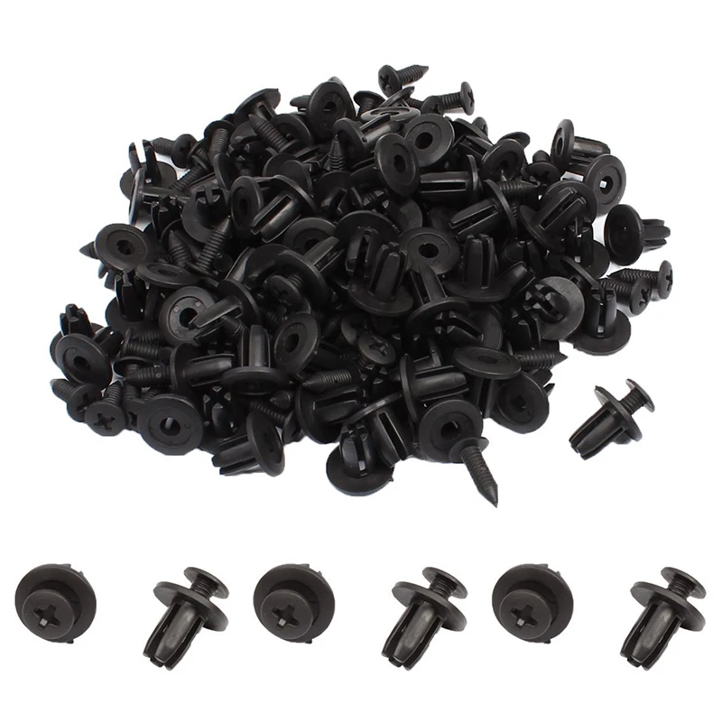 

Auto Fasteners Retainer Push Pin Clips 6mm Car Bumper Fender Fasteners Black Cars Lined Cover Universal Durable Car Accessories