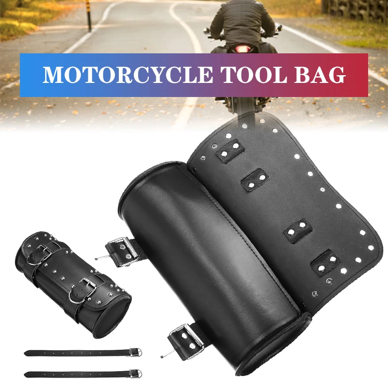 

Universal Black Motorcycle Tool Bag Front Fork Handlebar Saddlebag Roll Barrel Racing Tail Barrel Storage Accessories
