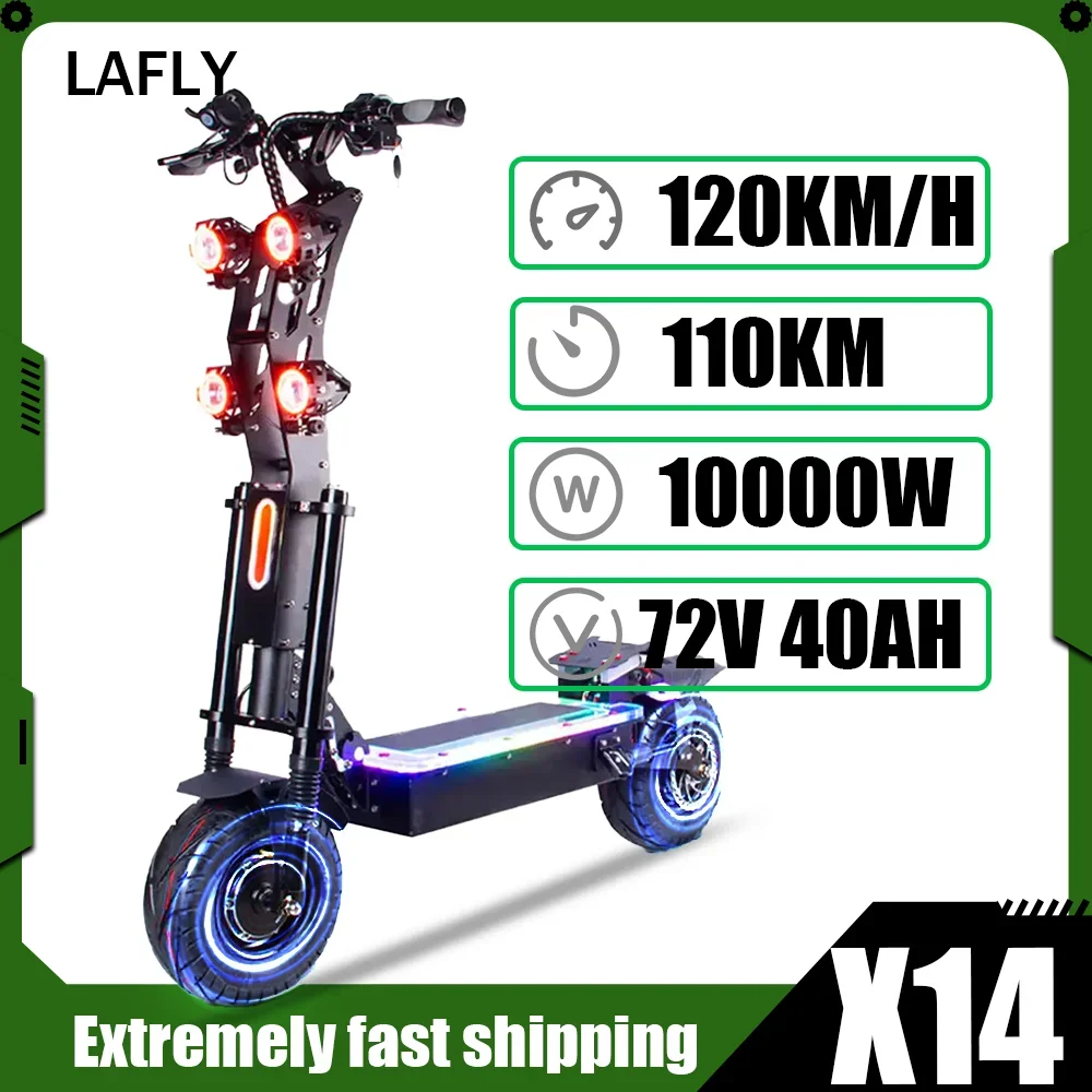 Electric Scooter Dual Motor 10000W 14 Inch Oversized Off-Road Tyres 72V-40AH Panasonic Brand Battery Maximum Speed 120KM/H