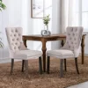 Tufted Dining Chairs Set of 6, Velvet Upholstered Dining Chairs with Nailhead Back and Ring Pull Trim, Solid Wood Dining Chairs 2