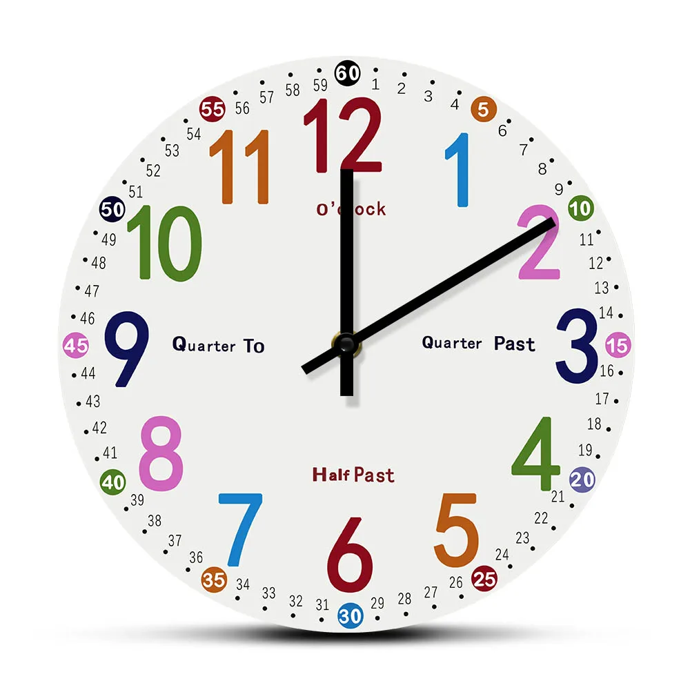 Learning telling time educational wall clock for kids bedroom