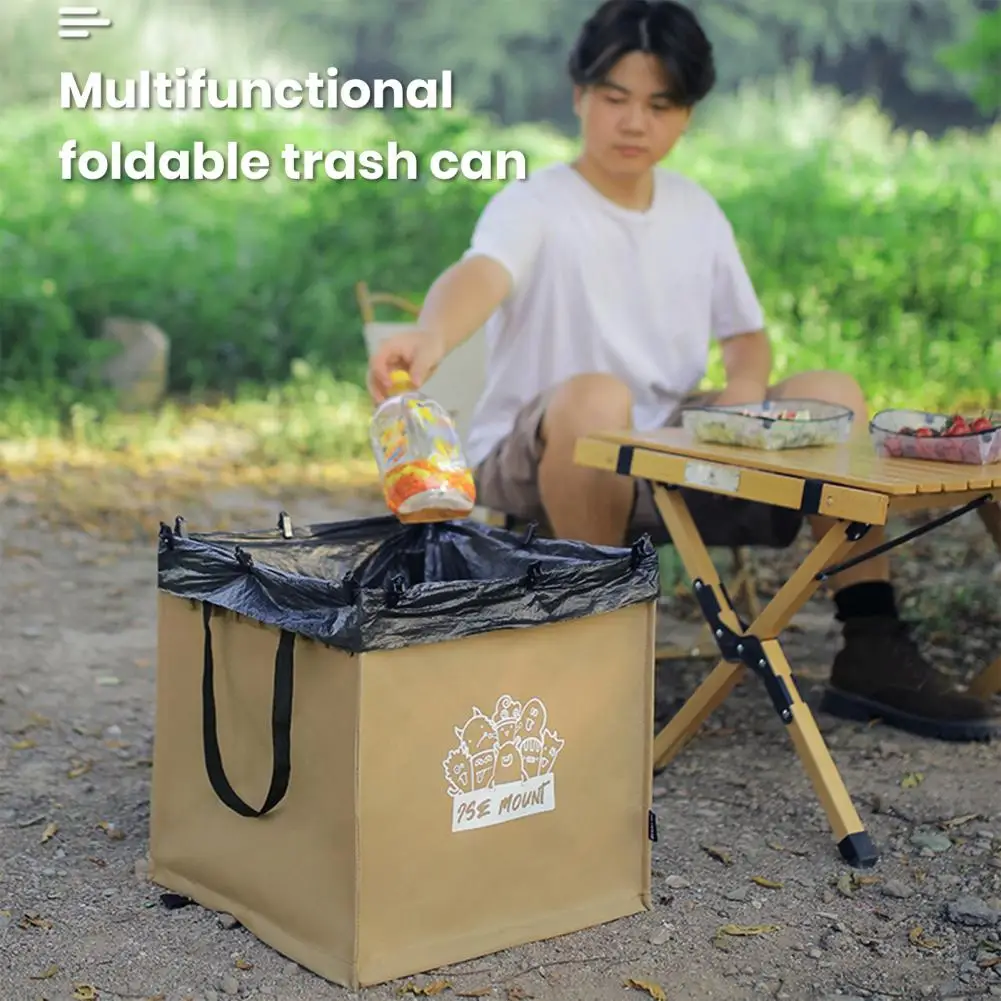 

Folding Storage Trash Spacious Durable Collapsible Trash for Camping Lawn Debris Waterproof Waste Bin with Reinforced Handle