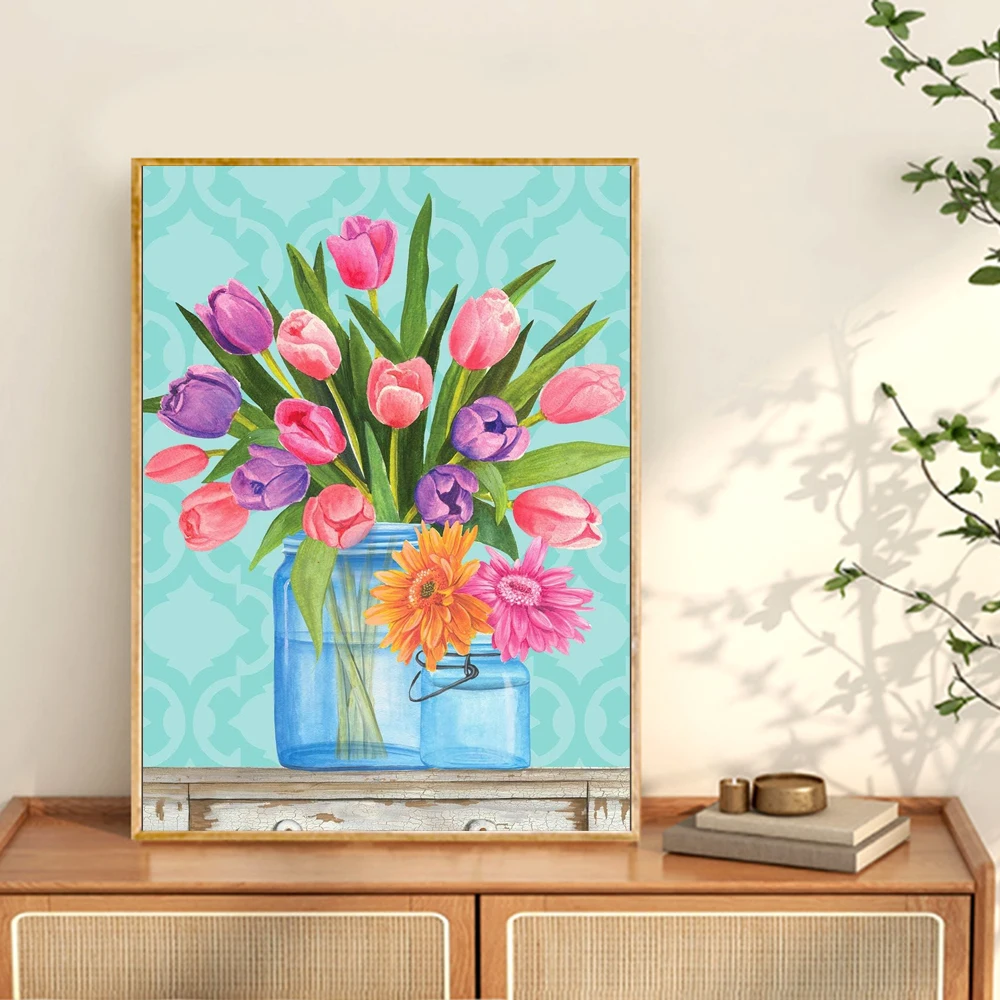 Алмазная 5d-картина «сделай сам», цветок, тюльпан, бонсай, искусственная мозаика, вышивка крестиком, набор для домашнего декора, подарки