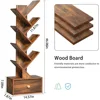 8 Tier Tree Bookshelf with Drawer, Free Standing Wood Bookcase for Narrow Space, Storage Organizer Bookshelves for Books 3