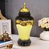 Black Gold Gradient Color General Tank Golden Porcelain Ginger Jar Creative Vases Dresser Table Jewelry Cosmetic Container 1