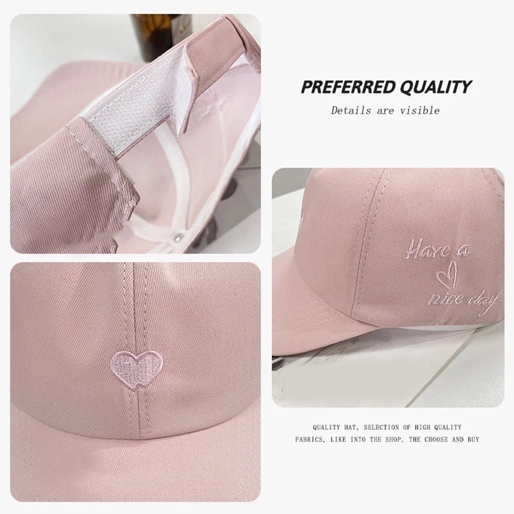 Fashion Kids High Ponytail Baseball Cap Heart Printed Travel Caps Summer Sun Visor Caps For Girls Boys Adjustable Hip Hop Hats
