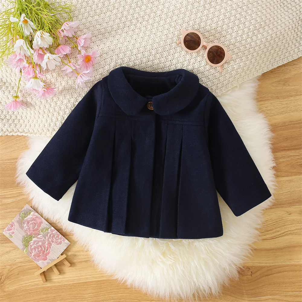 Baby Girl'S Summer Solid Color Woolen Coat For Baby Kids Cute Lapel Coat For Kids Girl Jacket Top Girl