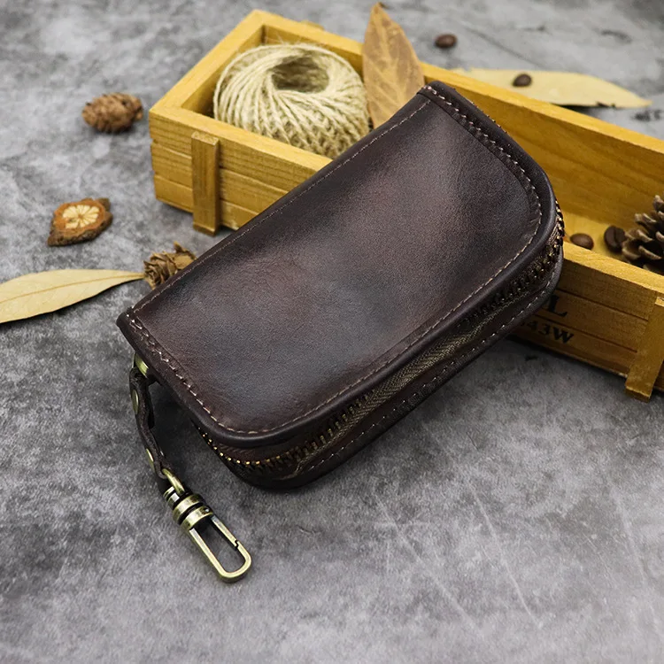 Schlüsseletui mit großer Kapazität für Männer, 100 % Original-Leder,  Schlüssel, Haushälterin, Organizer, Kartenhalter, 2 in 1, große Vintage- Schlüsseltasche, hochwertiges Rindsleder - AliExpress