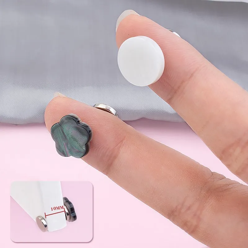 5Pair 셔츠 자석 버클 보이지 않는 시밍 Traceless Anti-light 자동 마그네틱 칼라 버튼 DIY 의류 바느질 액세서리