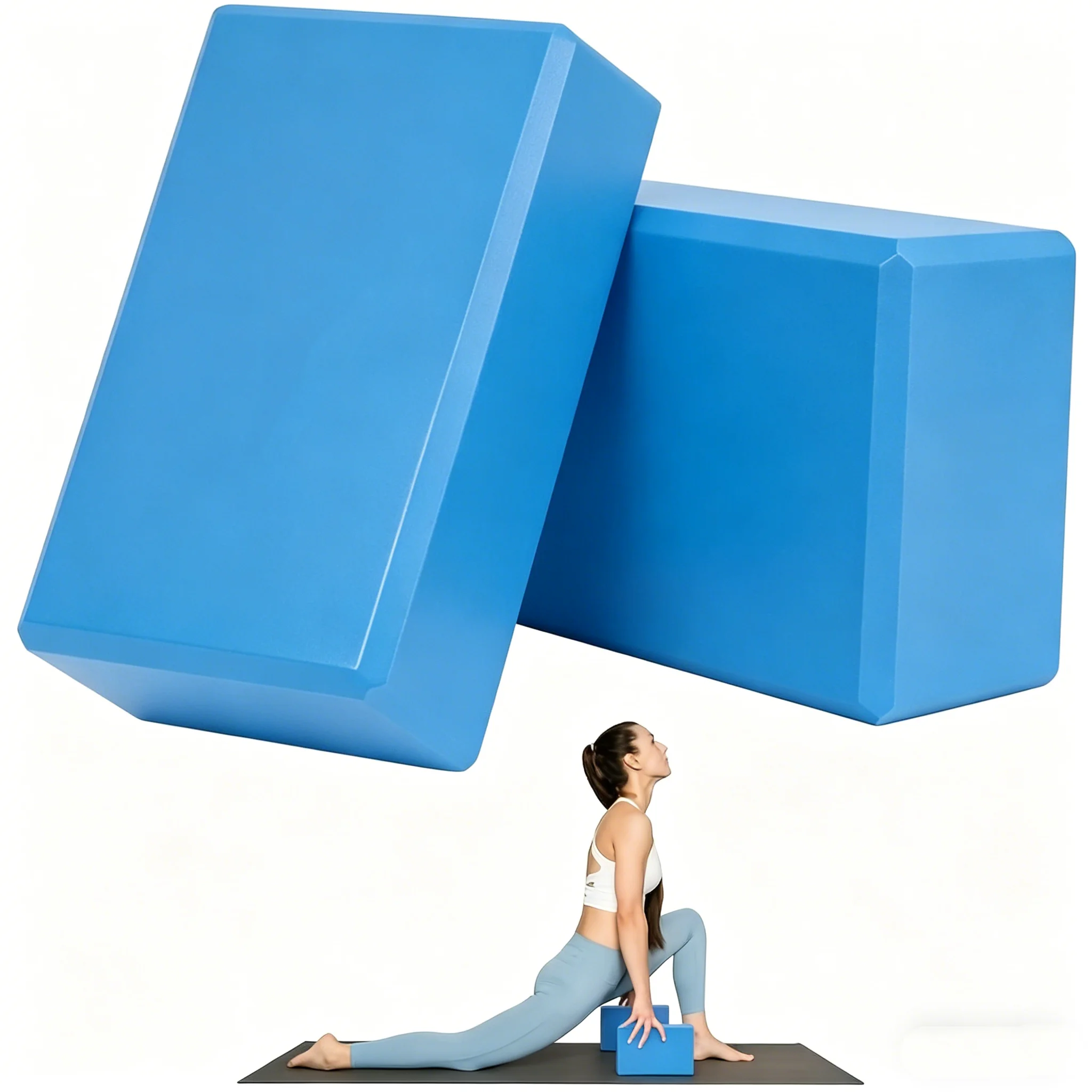 Set of 2 High-Density Foam Yoga Blocks - Lightweight, Supportive, and Odor-Free