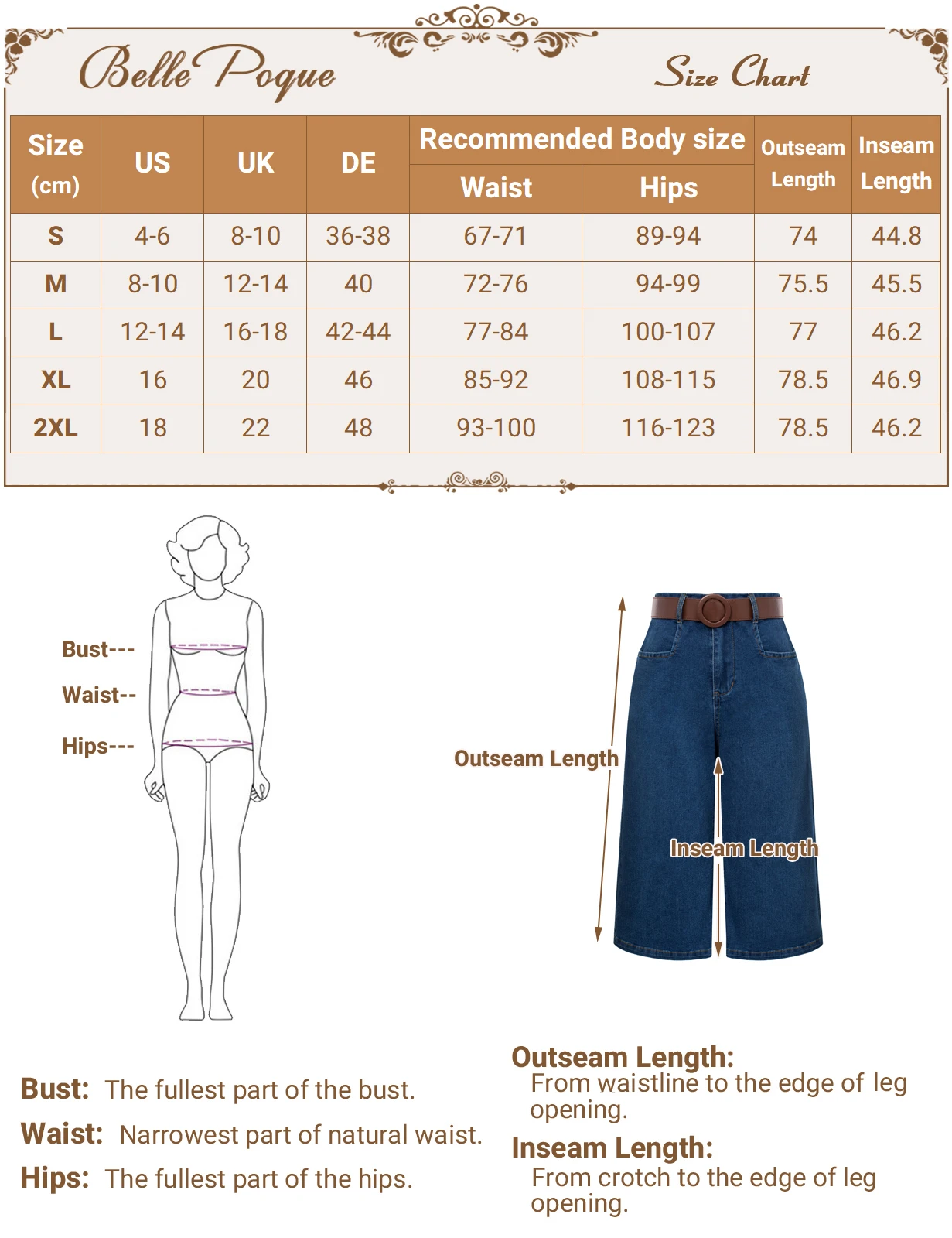 BP Jeans Women Vintage Wide Leg Capri With Belt Elastic-Waist Jean Pants Slimming Fashion Straight Wide Leg Casual Streetwear
