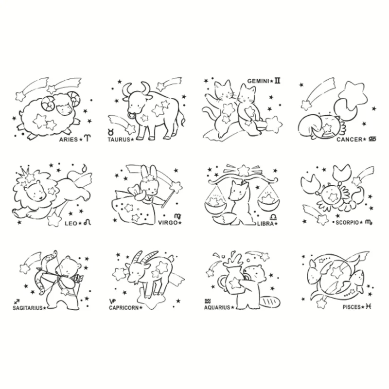 

Twelve Constellations Transparent Silicone Finished Stamp DIY Scrapbooking Rubber Coloring Embossed Diary Decor Template 11*16cm