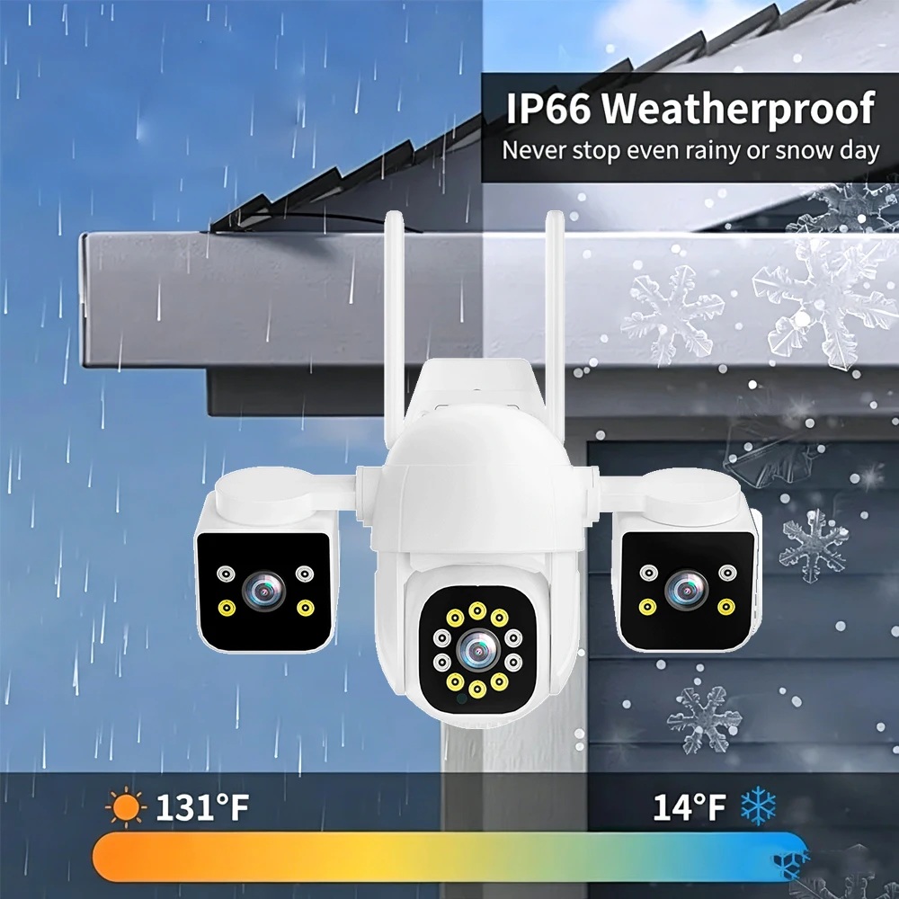8K 16MP Three Lens Triple Screens Wifi PTZ Two way Audio Camera IPC360 Home Outdoor Wireless Cctv Security Auto Tracking IP Cam 5