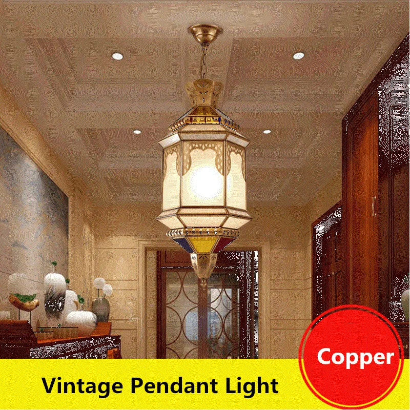 

MMBL All-Copper Lamp Luxury Lighting Fixtures Vintage Chandeliers Aisle Staircase Door Courtyard Chandelier E27 AC85-265V