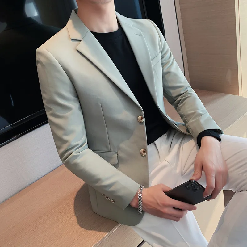 Men's high-quality brand suit Blazer business casual plain color suit jacket single-breasted elegant S-4XL fall new