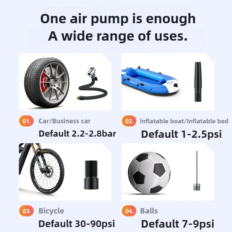 EAFC 150PSI Wired / wireless Air Pump Rechargeable for Car Tires Bike Balls Inflatables Fast Inflation air pump