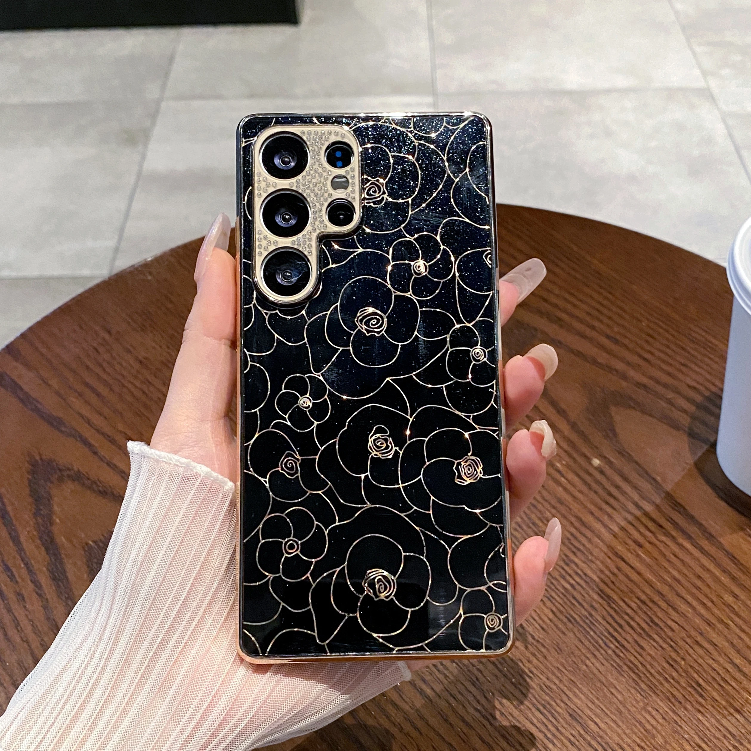 Electroplated Shockproof Graceful Flower Thin Phone Case
