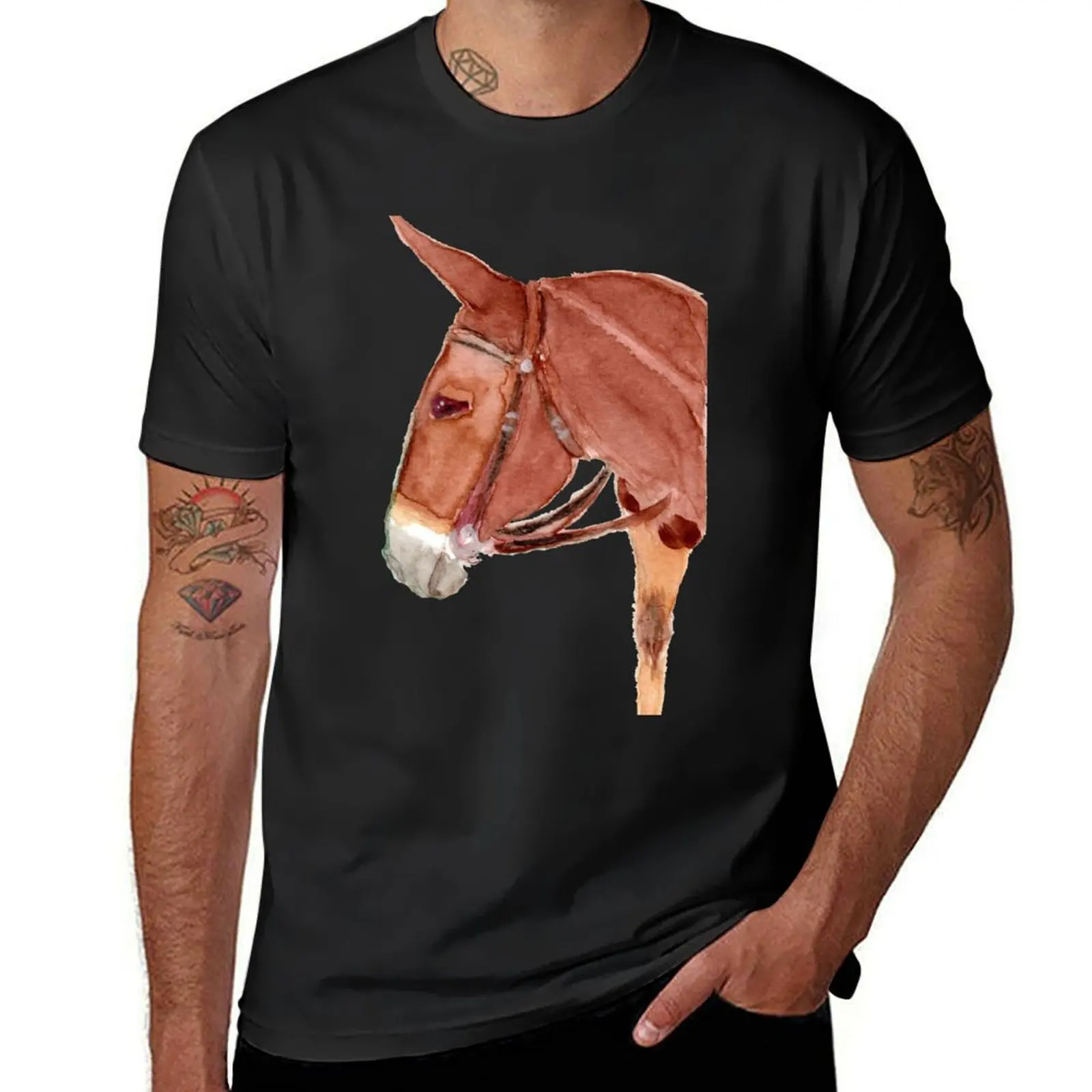 

Red Long Ear Mule T-Shirt animal prinfor boys new edition anime customizeds mens cotton t shirts