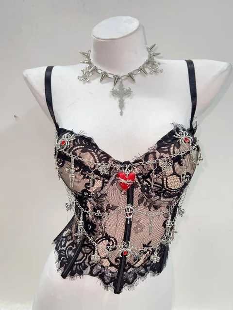 Lace And Metal Chain Top 5