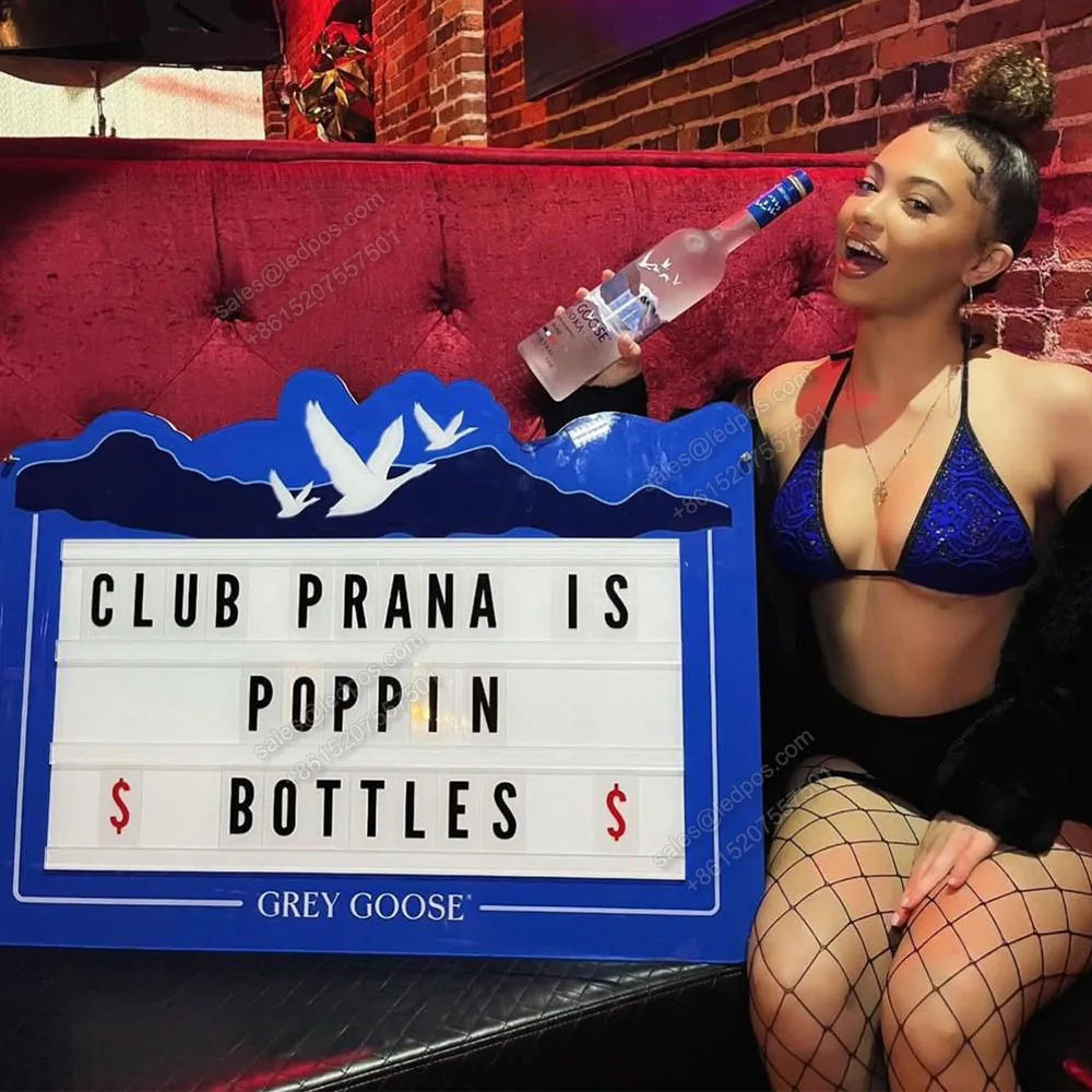 Grey Goose LED Marquee Message Board Sign Vip Vodka Bottle Service Presenter DIY Letters Billboard Sign for Nightclub