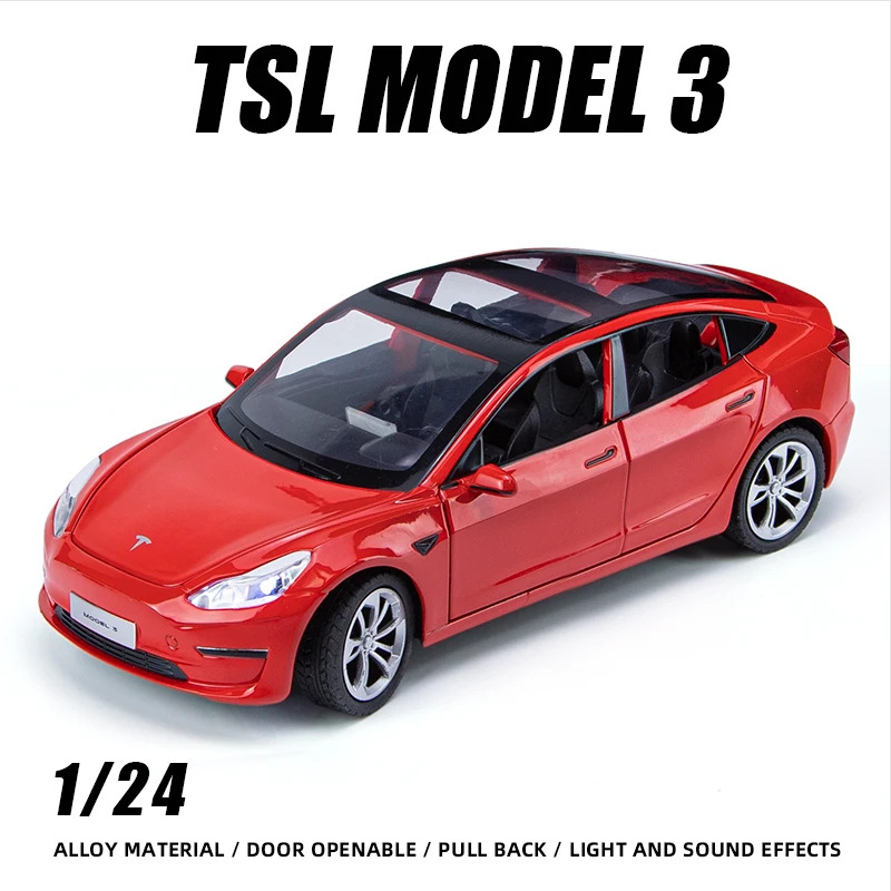1:24 Tsl Modello 3 Electric Saloon Car Toy Boy Lega Limousine Modello Hot Wheels Premium Fast And Furious One Piece Diecast Vehicle