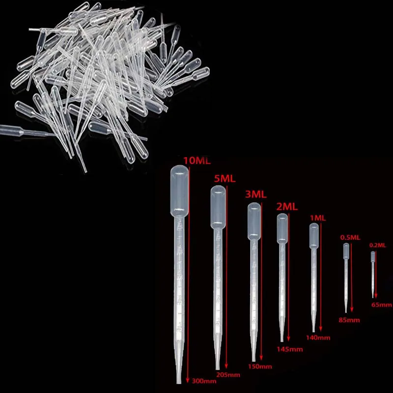 0.2/0.5/1/2/3/5/10ML Laboratory Tools Pipettes Plastic Disposable Graduated Pasteur Pipette Dropper Polyethylene Makeup Tools
