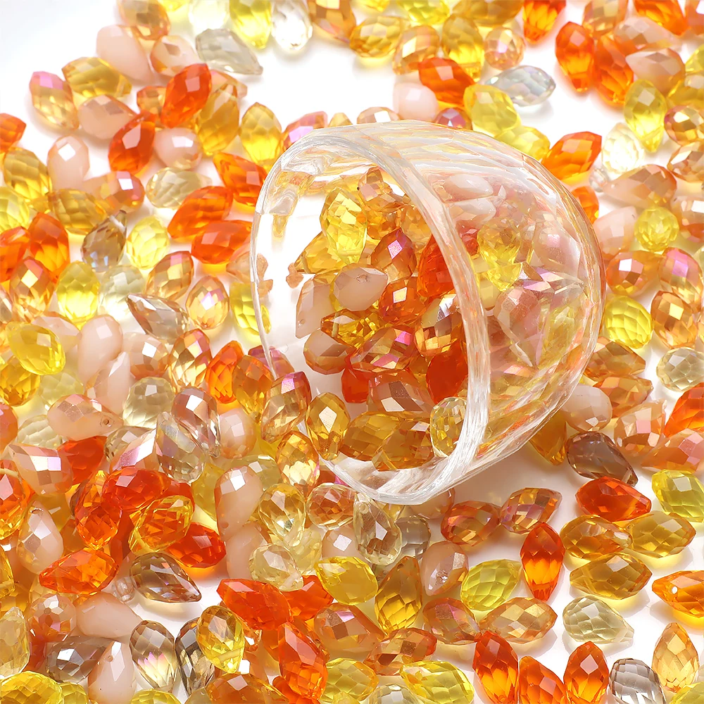 30 Teile/los Grünes Kristallglas Facettierte Teardrop Lose Perlen Handwerk 8x13mm für Schmuck Machen Halskette Kleidungsstück DIY Zubehör – Detail 9