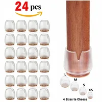 24pcs Silicone Chair Leg Protectors with Felt Furniture Feet Pads Floor Protective Cover for Non-Slip Sofa Table Glides Feet Cap 1