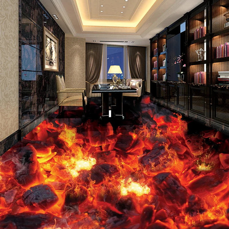 Custom Mural Wallpaper Modern Fire Flame 3D Floor Tiles Sticker Living Room Study PVC Waterproof Wear 3D Flooring Wallpaper Roll рок sony the strokes room on fire coloured