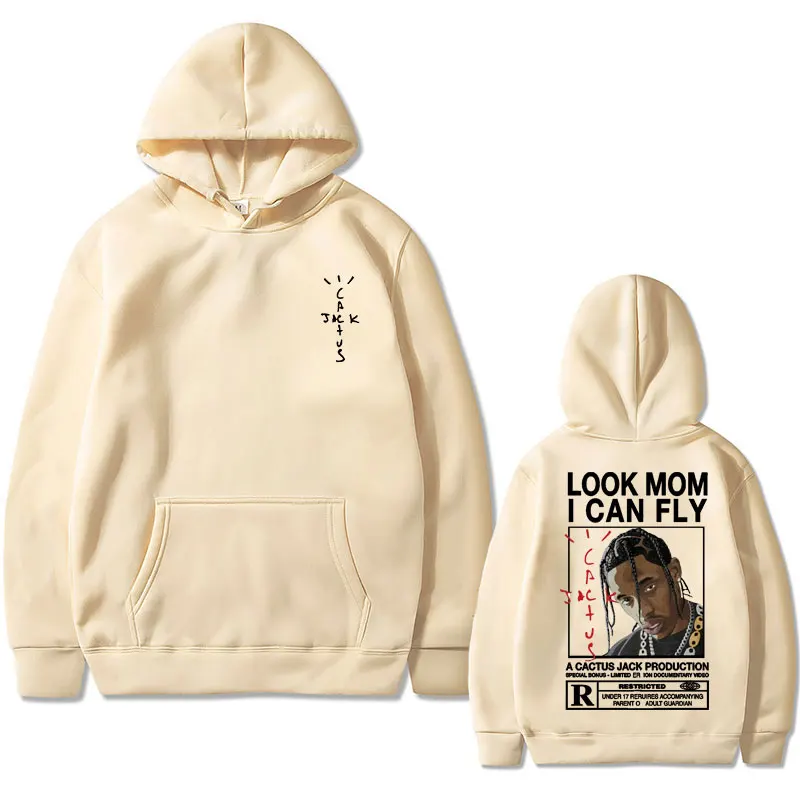 Cactus Jack Graphic Hoodie Men's Streetwear Awesome Look Mom I Can Fly Print Sweatshirt Men Women's Hip Hop Oversized Hoodies