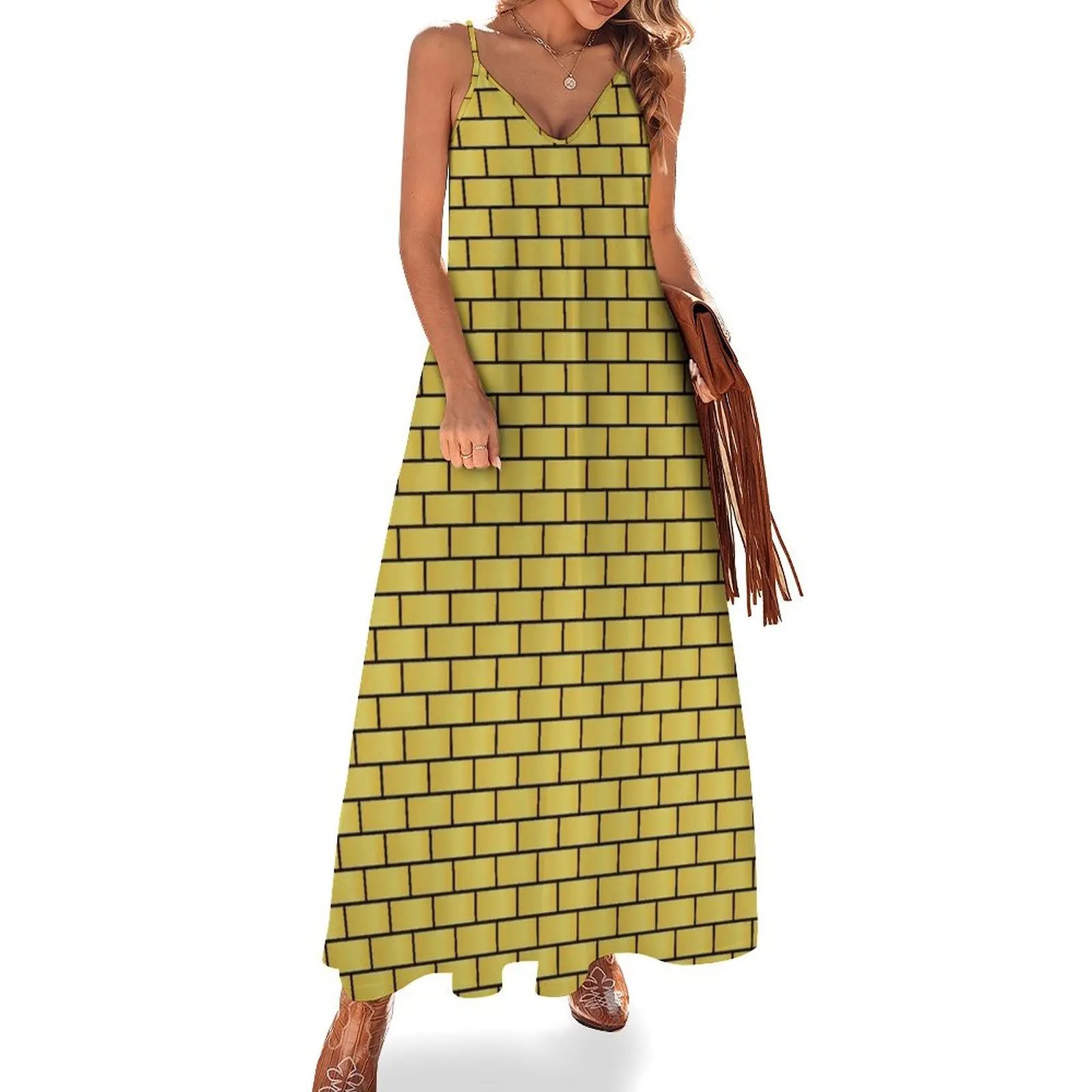 

Gold Bricks Sleeveless Dress Prom gown long sleeve dress