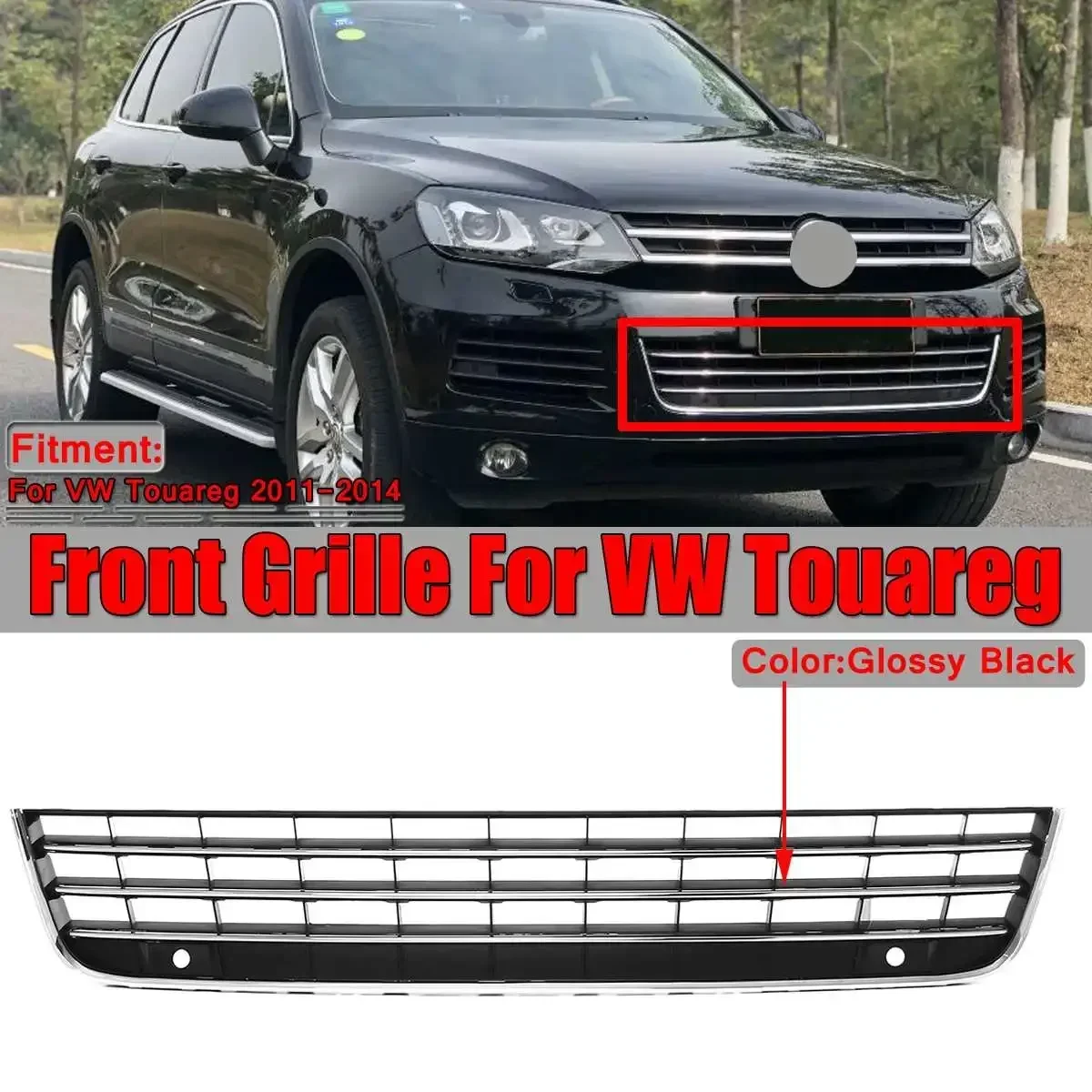 

Car Front Bumper Lower Grill For VW For VOLKSWAGEN For Touareg 2011-2014 Front Air Intake Grille Radiator Racing Grills Body Kit