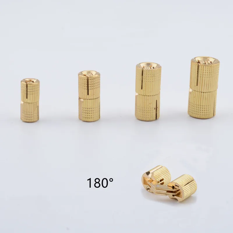 Cabinet hinges 2pcs copper barrel cylindrical hidden brass for furniture hardware