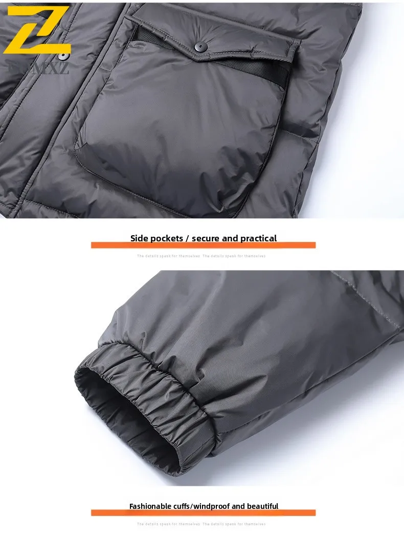 COMXZ Winter New Men's Thickened Warm Down Jacket Stand Collar Loose Solid Color Warm Youth Casual Sports tactics Outerwear 2025