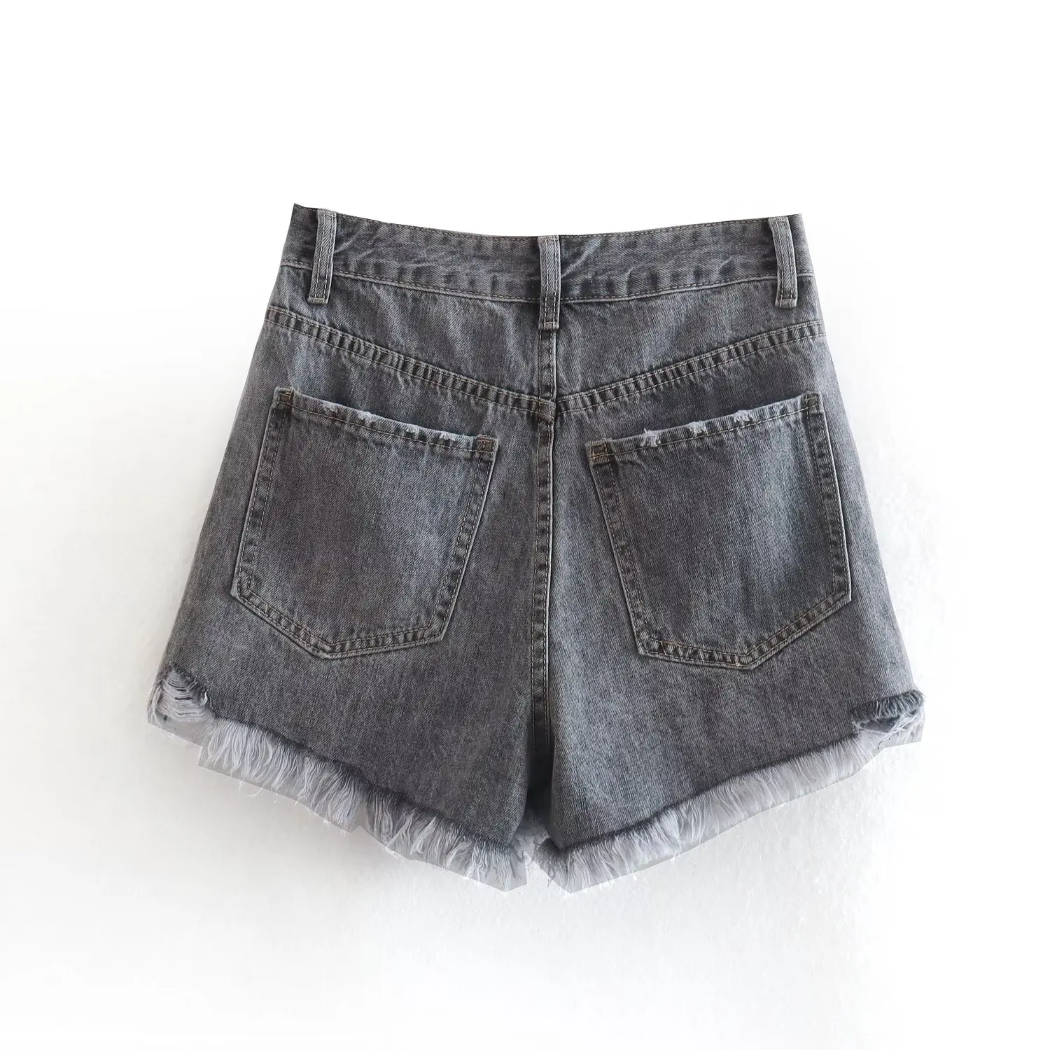 Maxdutti Summer Pure Cotton Girls High Street Shorts Women Frayed Distressed Denim Mom Fashion Casual Bermuda