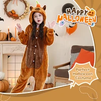 MICHLEY Carnaval Capybara Flannel Blanket Sleepers Onesie Hooded Children Costume Clothes Jumpsuit Sleepwear For Boys Girls 3