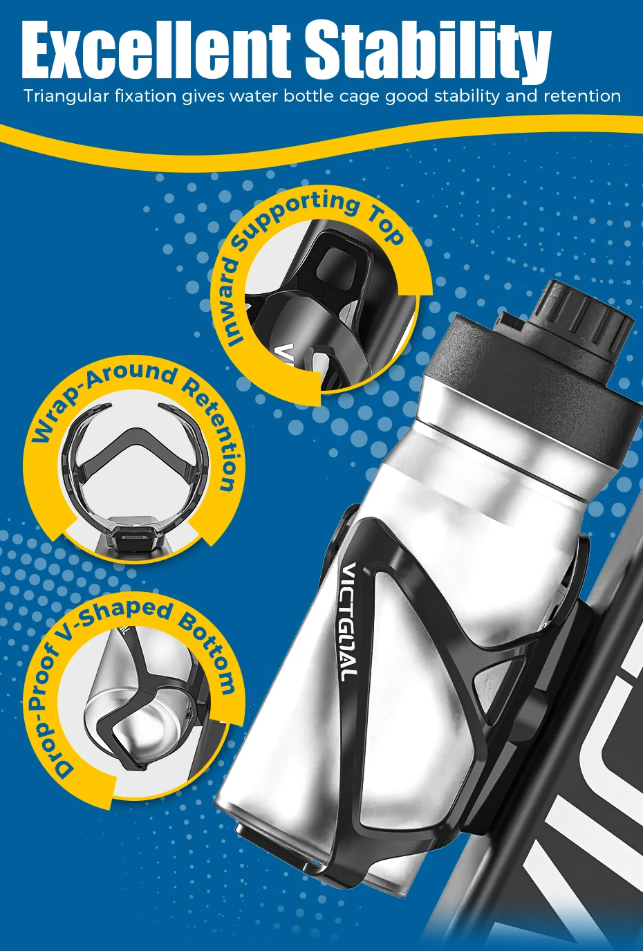 Description Picture 6 of itemVICTGOAL Cycling Water Bottle Cage with AirTag Hider Lightweight Bottle Bracket MTB Road Bicycle Bottle Stand Holder Accessories