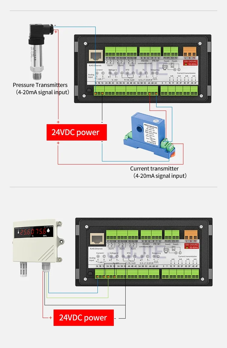 Datalogger Temperature Flow and Pressure Data Logger Voltage and Current LCD Dis