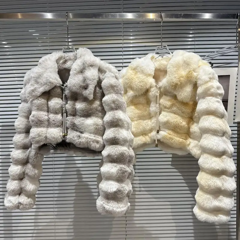 

Faux Fur Coat Women Winter 2022 Korean Thick Warm Gradient Fashion Suede Lining Shearling Fur Jacket Loose Ladies Oversize