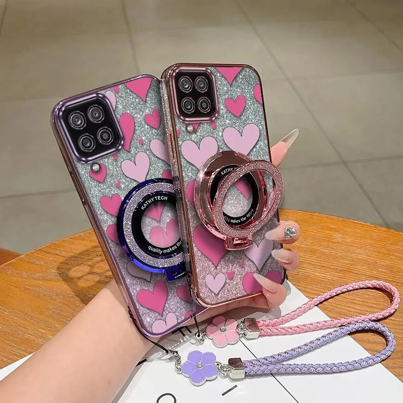 Adorable Heart Phone Case Set with Lanyard and Stand