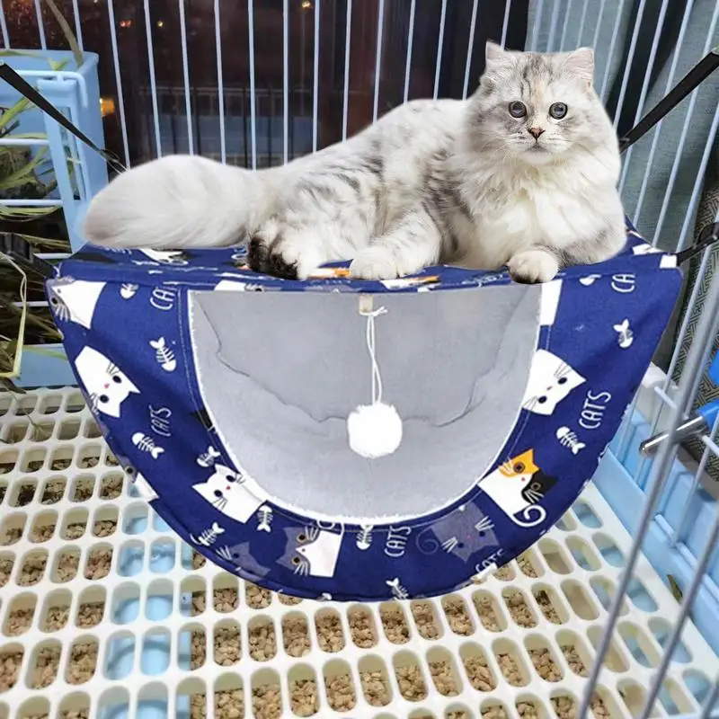 Pet Cage Hammock Cat Hammock Double Layer Cage Cat Window Perches Pet Bed Soft Bed Swing Soft Plush Hung