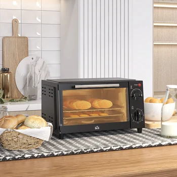 Mini forno elettrico HOMCOM 9L 50W con timer nero a temperatura regolabile 1