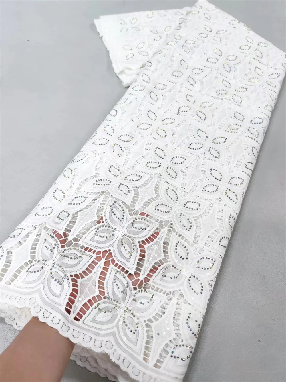 African Lace Fabric chiffon Swiss Voile Lace With Stones Nigerian Tulle Sequined Dubai Style 5Yards