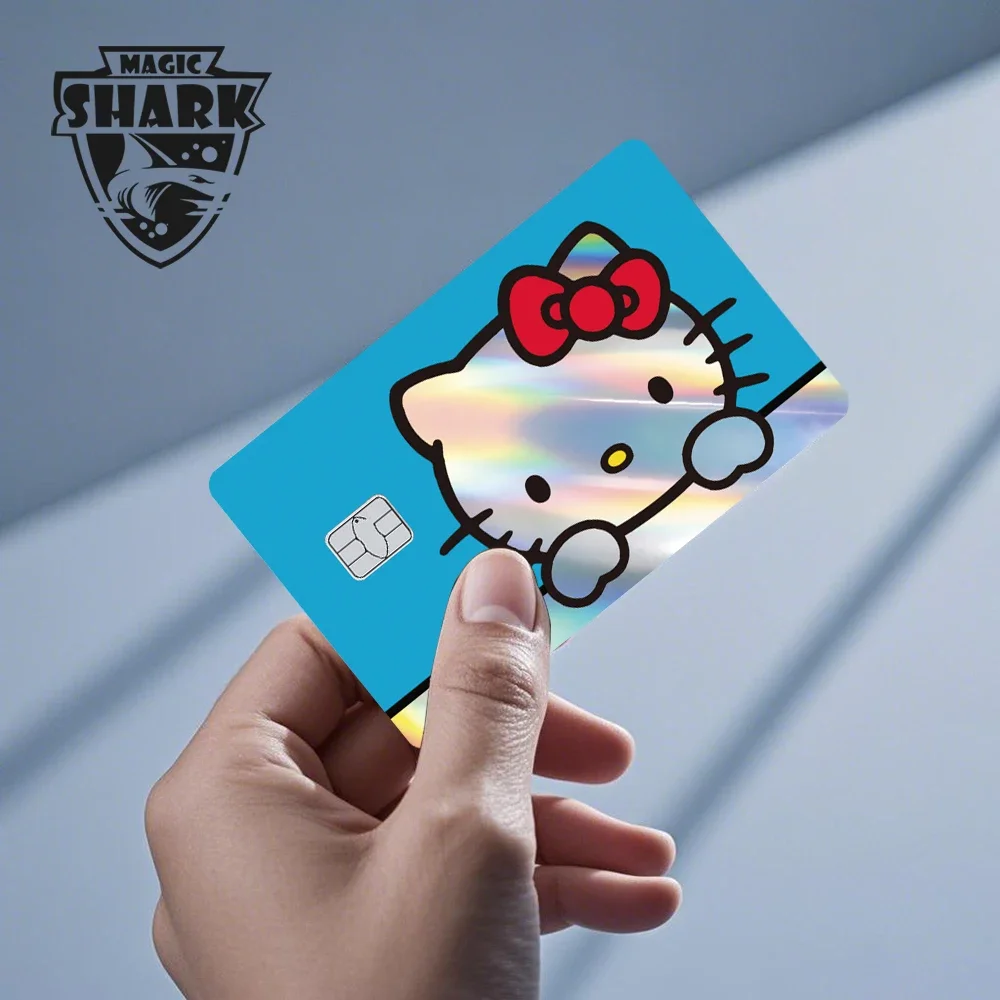 Hello Kitty Kuromi Holographic Laser Shinny Film Skin Cover Sticker for Debit Credit Card Bank Card